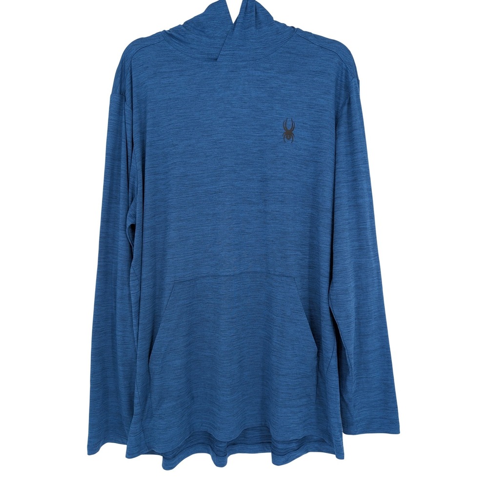 Spyder Active Mens XL Blue Heather Long Sleeve Hooded Performance‎ Shirt Outdoor